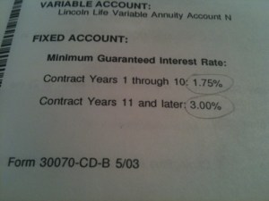 Annuity Contract Inside Page Close Up